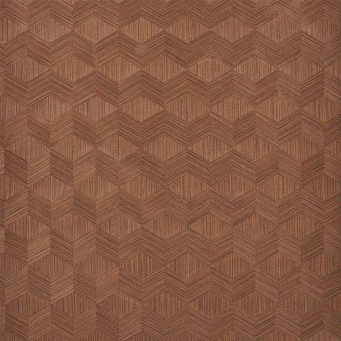 Schumacher Chevron Inlay Walnut Wallpaper Sample 5009631