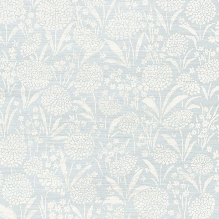 Schumacher Chrysanthemum Sisal Sky Wallpaper 5009780