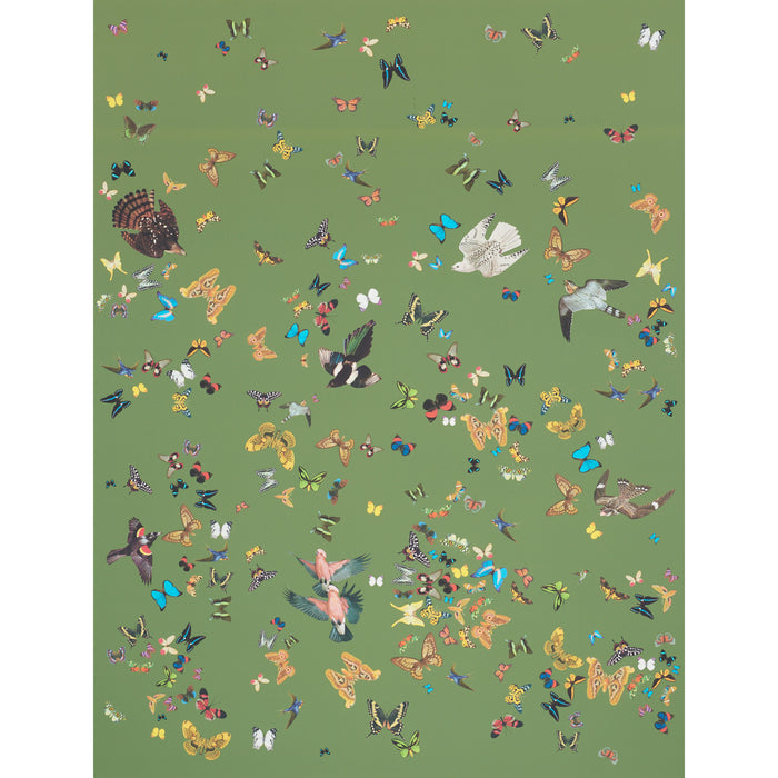 Schumacher Queen's Flight Panel Set Green Wallpaper Sample 5010860