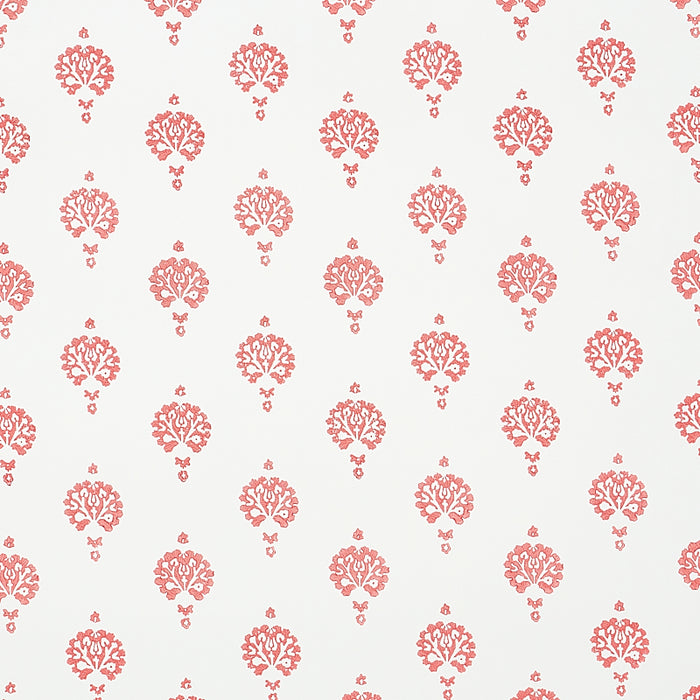 Schumacher Dahlia Hand Blocked Print Red Wallpaper 5011232