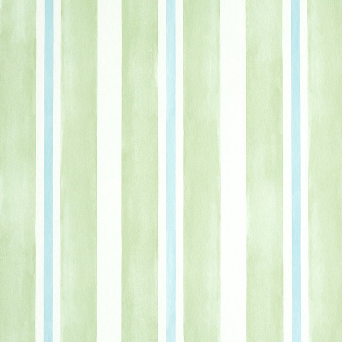 Schumacher Watercolor Stripe Leaf Wallpaper Sample 5011570