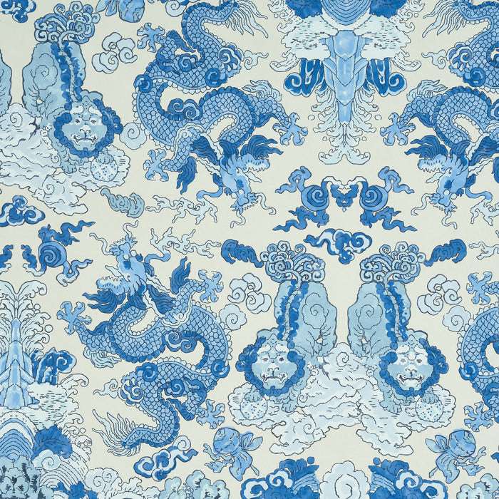 Schumacher Magic Mountain Dragon Porcelain Wallpaper Sample 5011590