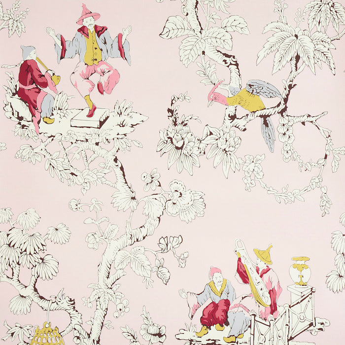 Schumacher Chinoiserie Moderne Pink Wallpaper Sample 5011651