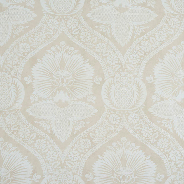 Schumacher Villandry Damask Print Neutral Wallpaper Sample 5011751