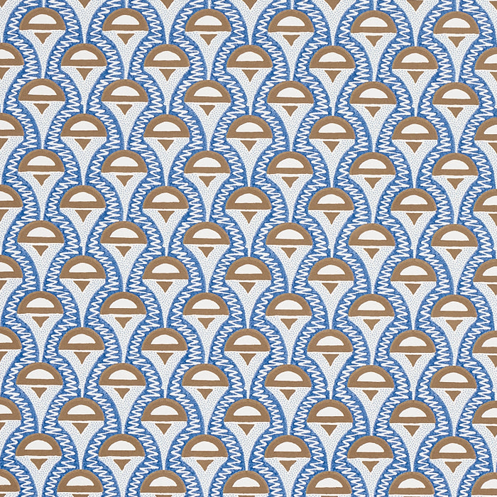 Schumacher Abelino Blue & Brown Wallpaper 5012081