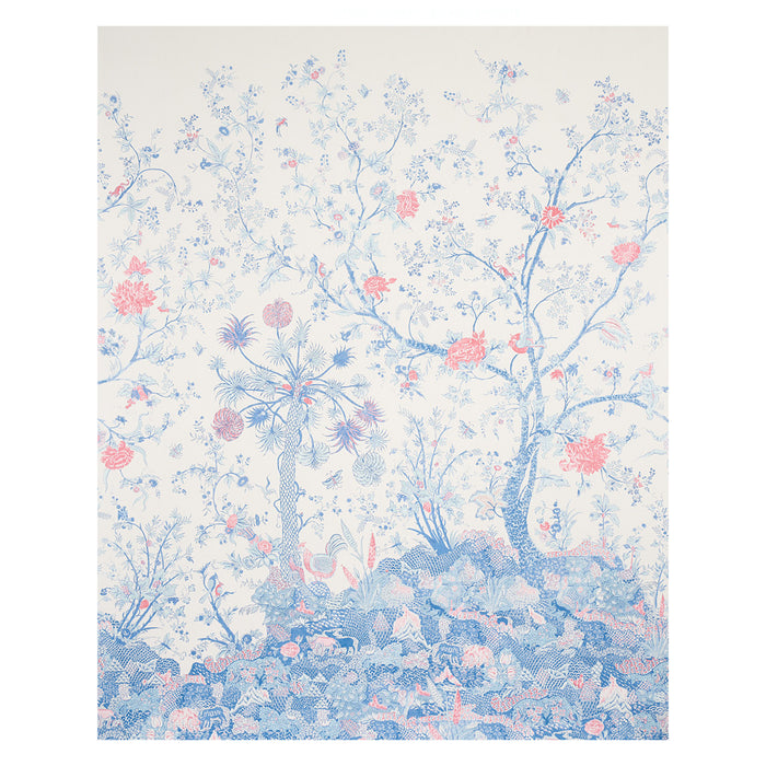 Schumacher Amaltas Panel Set Blue & Red Wallpaper Sample 5012330