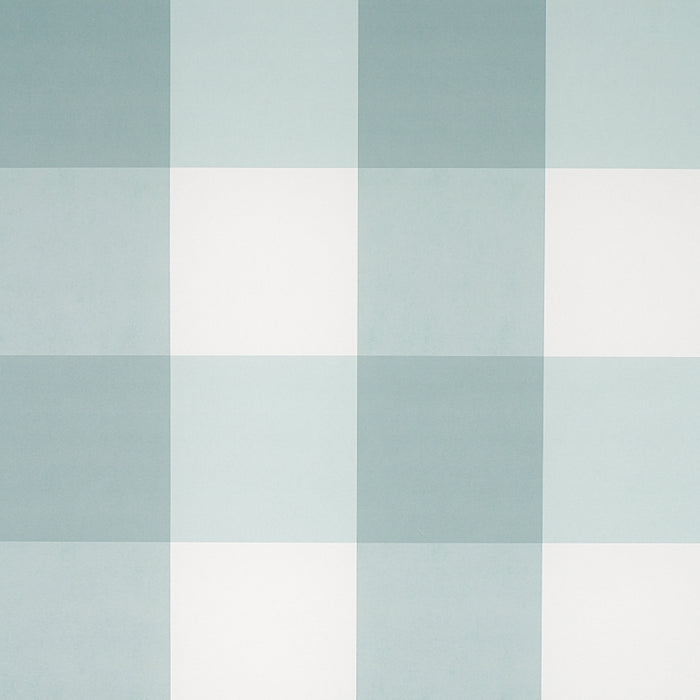 Schumacher Willa Check Large Seaglass Wallpaper Sample 5012356