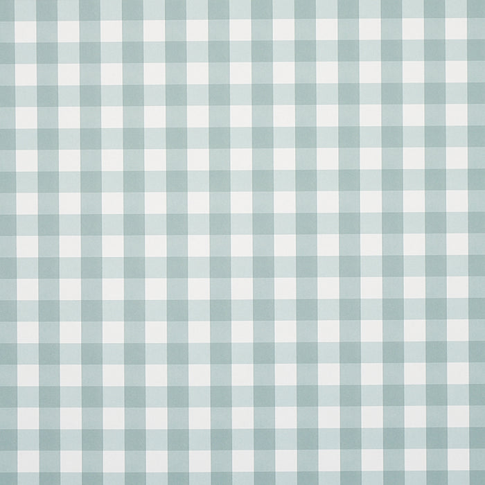 Schumacher Willa Check Small Seaglass Wallpaper Sample 5012366