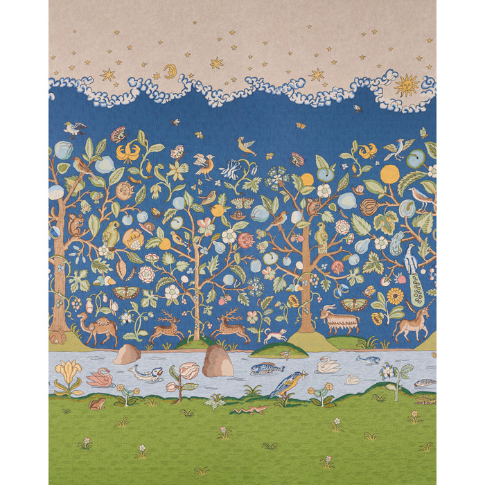 Schumacher Chaucer's Forest Panel Set Slate Wallpaper Sample 5013292