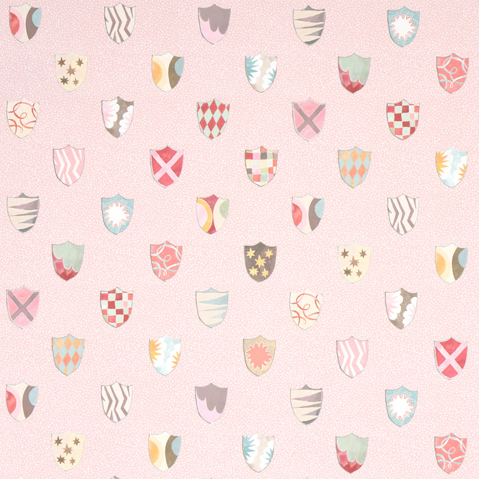 Schumacher Heraldic Pink Wallpaper Sample 5013492