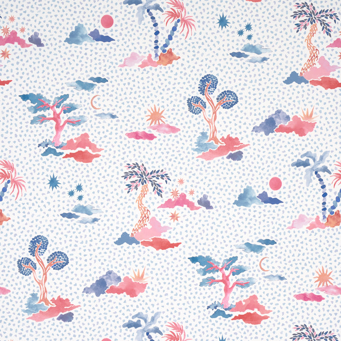 Schumacher Valletta Sky And Pink Wallpaper Sample 5013520