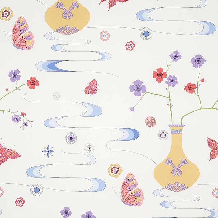 Schumacher Fantasia Formosa Ivory Wallpaper Sample 5013590