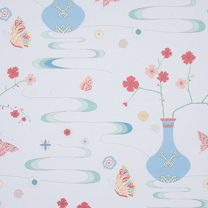 Schumacher Fantasia Hyacinth Blue Wallpaper Sample 5013591
