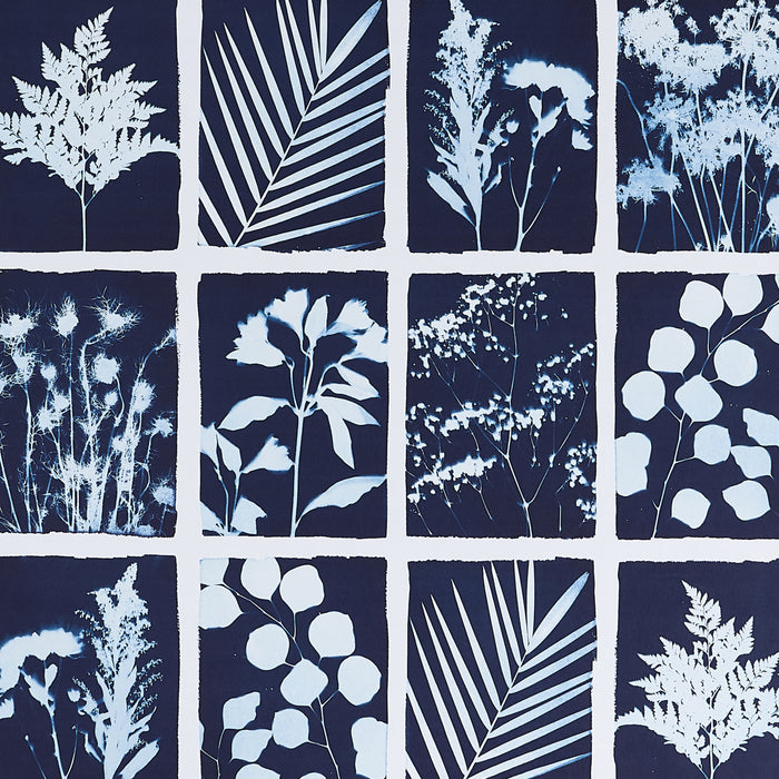 Schumacher Cyanotype Panel Indigo Wallpaper Sample 5013970