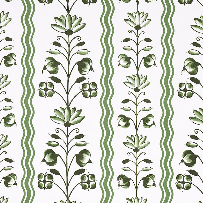Schumacher Delft Waves Green Wallpaper 5014381