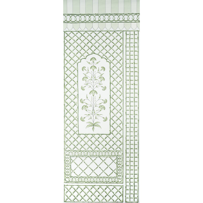 Schumacher Bamboo Trellis Panel A Green Wallpaper Sample 5014390