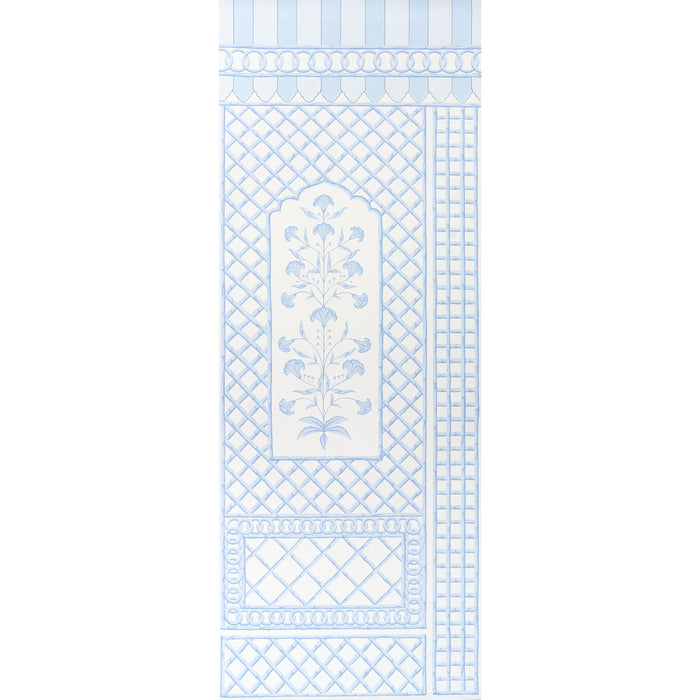 Schumacher Bamboo Trellis Panel A Blue Wallpaper Sample 5014391