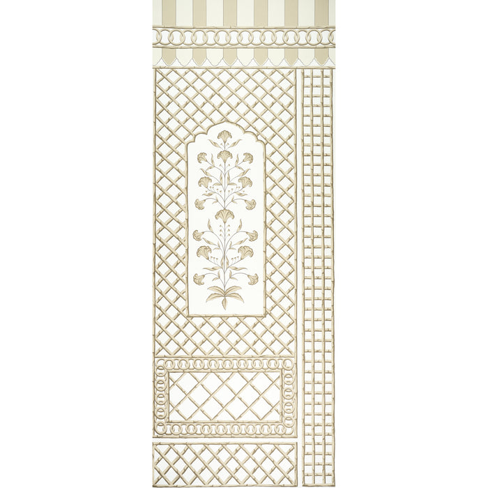 Schumacher Bamboo Trellis Panel A Neutral Wallpaper Sample 5014392
