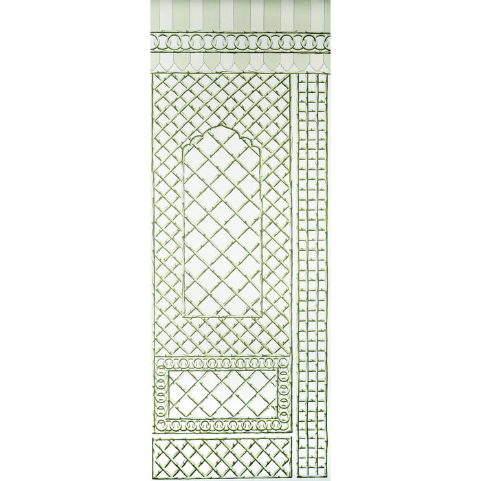 Schumacher Bamboo Trellis Panel B Green Wallpaper Sample 5014400