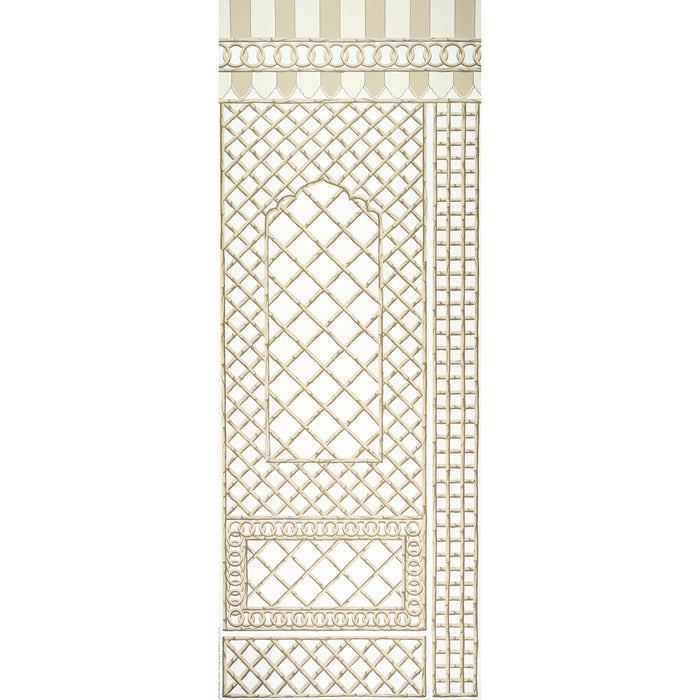 Schumacher Bamboo Trellis Panel B Neutral Wallpaper Sample 5014402