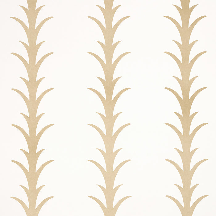Schumacher Acanthus Stripe Gold On Ivory Wallpaper Sample 5014772