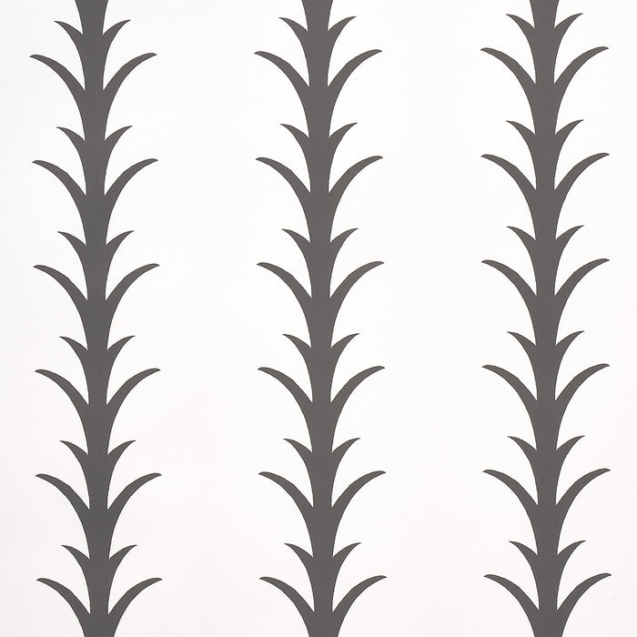 Schumacher Acanthus Stripe Carbon On Ivory Wallpaper Sample 5014773