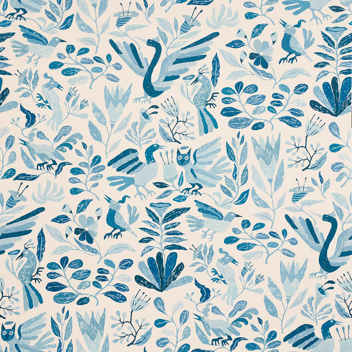 Schumacher Canopy Blue Birds Wallpaper Sample 5014830