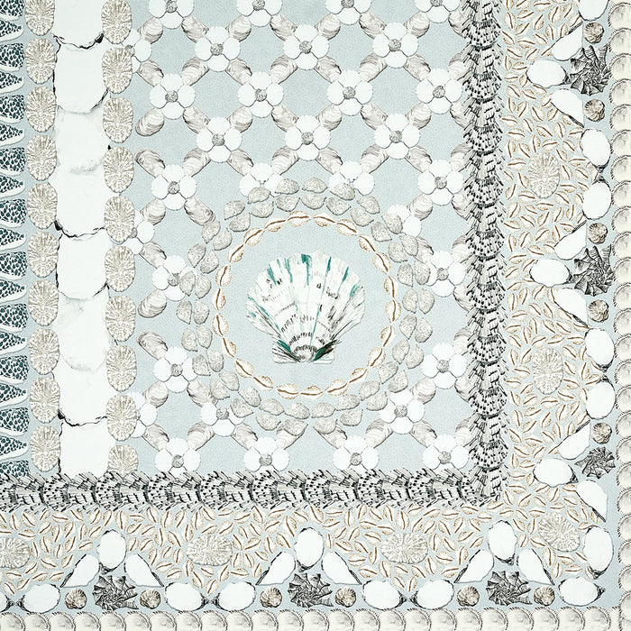 Schumacher Shell Grotto Panel A Seafoam Wallpaper Sample 5015164