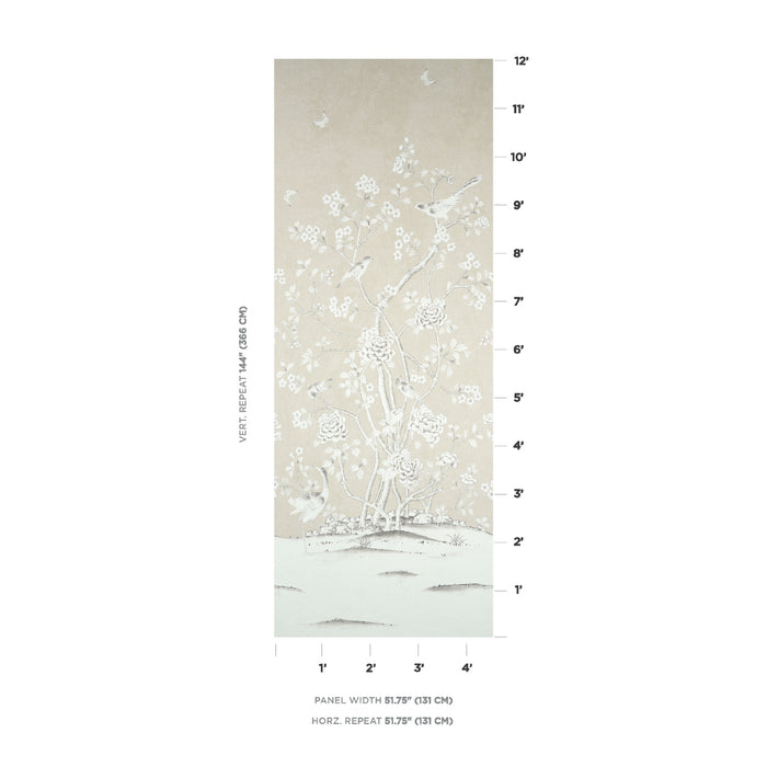Schumacher Chinois Palais Panel Stone Wallpaper Sample 5015440