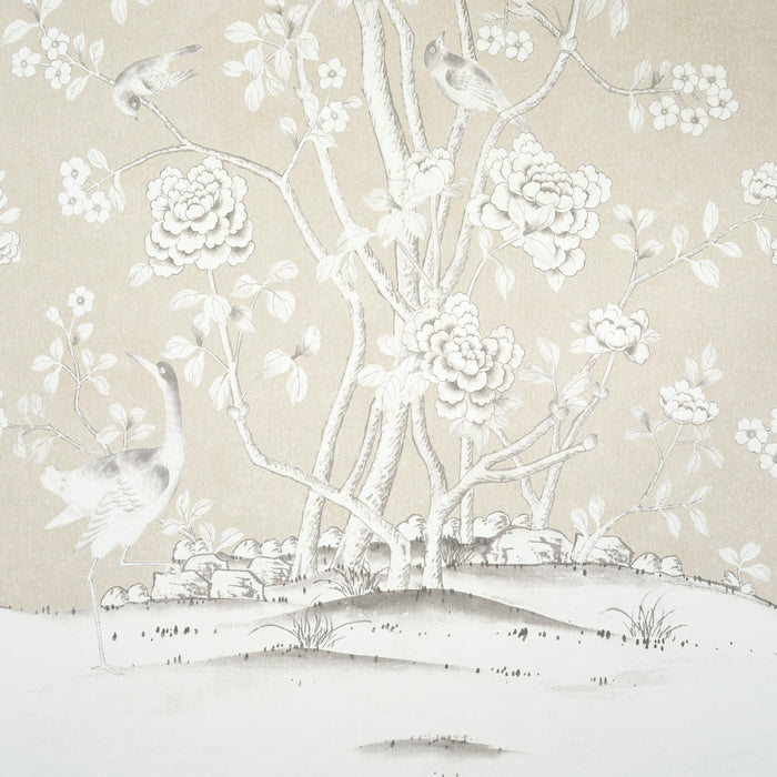 Schumacher Chinois Palais Panel Stone Wallpaper Sample 5015440