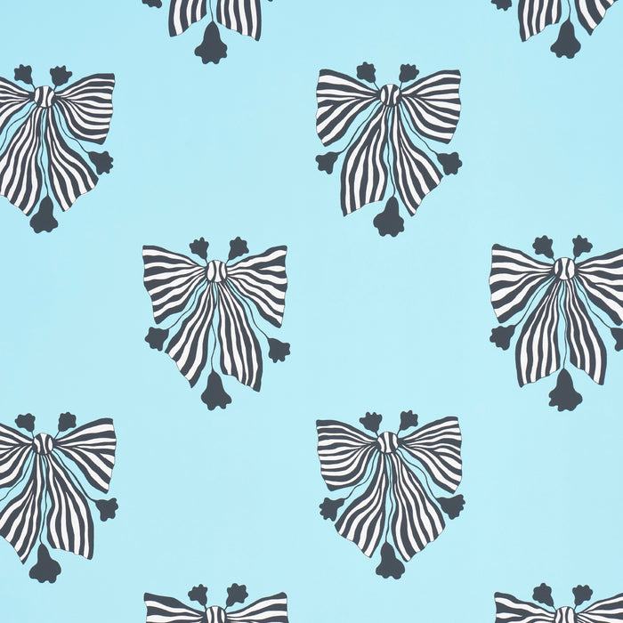 Schumacher Bow-Wow-Wow Aqua Wallpaper Sample 5015470