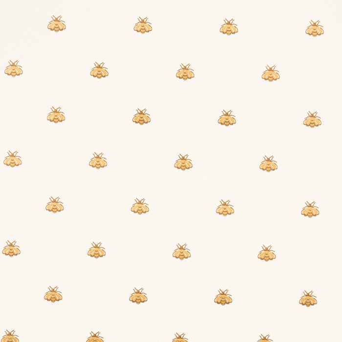Schumacher Hubert's Bees White & Gold Wallpaper Sample 5015530