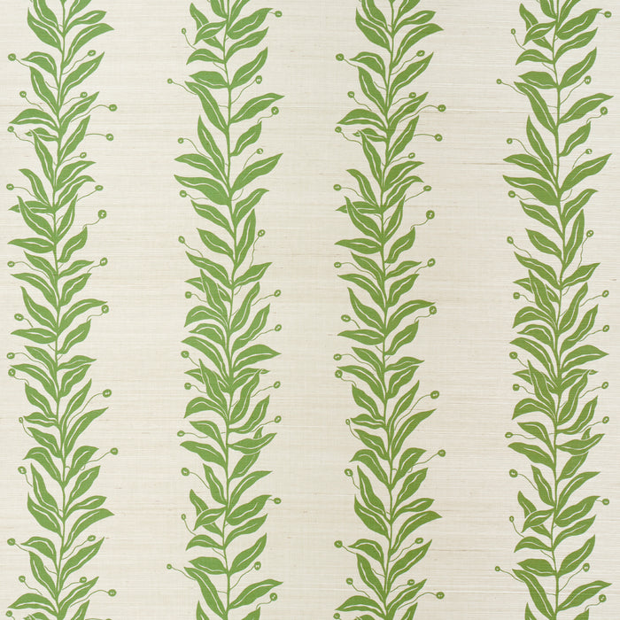 Schumacher Tendril Stripe Sisal Olive Wallpaper 5015560