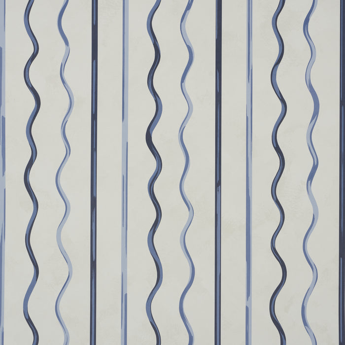 Schumacher Affogato Cornflower & Deep Navy Wallpaper Sample 5015572