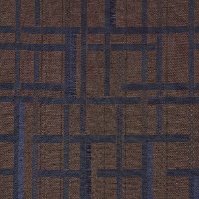 Schumacher Axel Plaid Wallcovering Navy/Espresso Wallpaper Sample 5015721