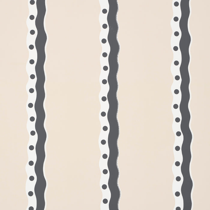 Schumacher Rousseau Stripe Noir & Cream Wallpaper Sample 5015742