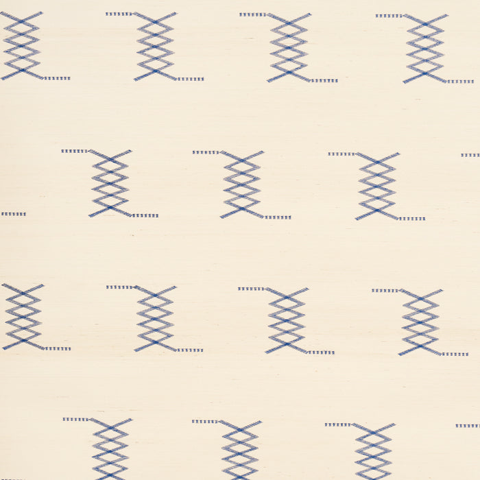 Schumacher Kin Sisal Embroidery Ink On Ivory Wallpaper 5015781