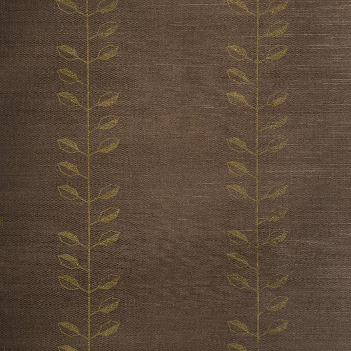 Schumacher Geo Leaf Sisal Metallic Gold & Sepia Wallpaper Sample 5016701