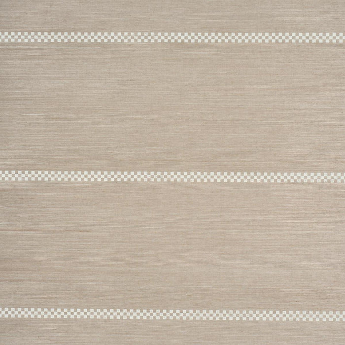 Schumacher Checkered Stripe Sisal Flax Wallpaper 5016750