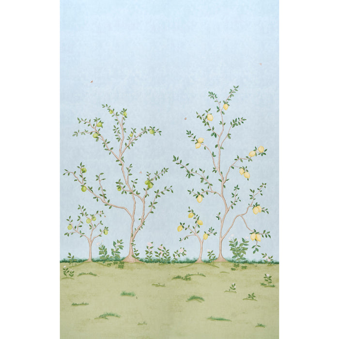 Schumacher Citrus Blossom 2 Panel Set Sky Wallpaper Sample 5017162