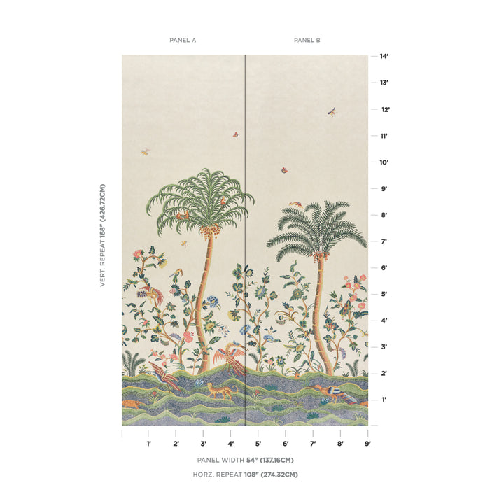 Schumacher Spotswood Crewel 2 Panel Set Multi Wallpaper Schumacher 5017320