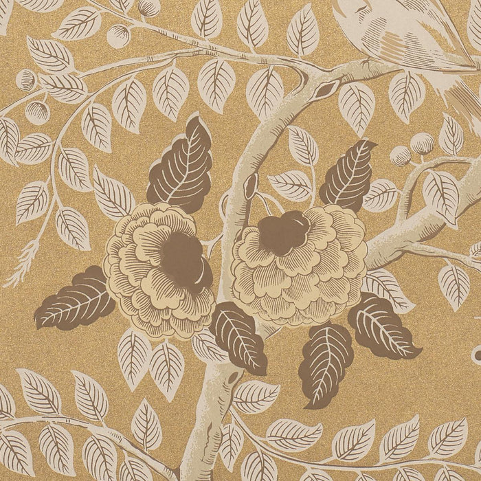 Schumacher Tole Bird Gold Wallpaper Sample 5017540