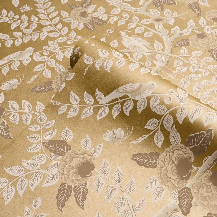 Schumacher Tole Bird Gold Wallpaper Sample 5017540