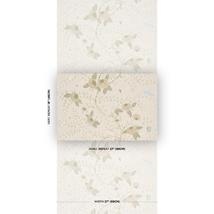 Schumacher Tole Bird Petal Wallpaper Sample 5017541