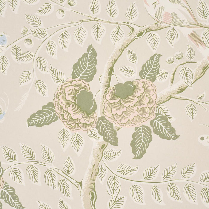 Schumacher Tole Bird Petal Wallpaper Sample 5017541