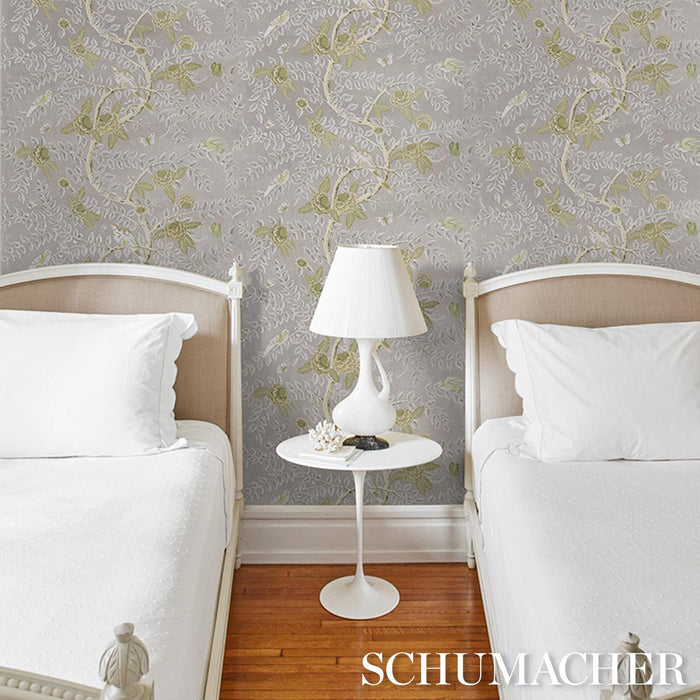 Schumacher Tole Bird Spring Wallpaper Sample 5017542