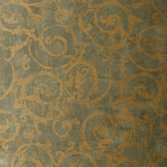 Schumacher Bernini Scroll Mist Wallpaper Sample 528172