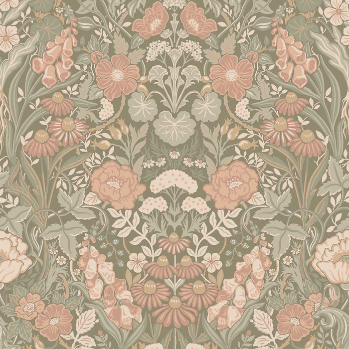 Schumacher Ortagard Blush And Sage Wallpaper 5723
