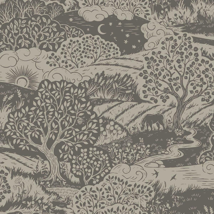 Schumacher Solängen Charcoal Wallpaper 5831