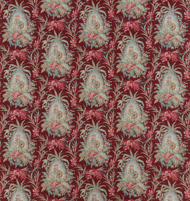 Le Manach Les Elephants Rouge Fabric Sample L4174002